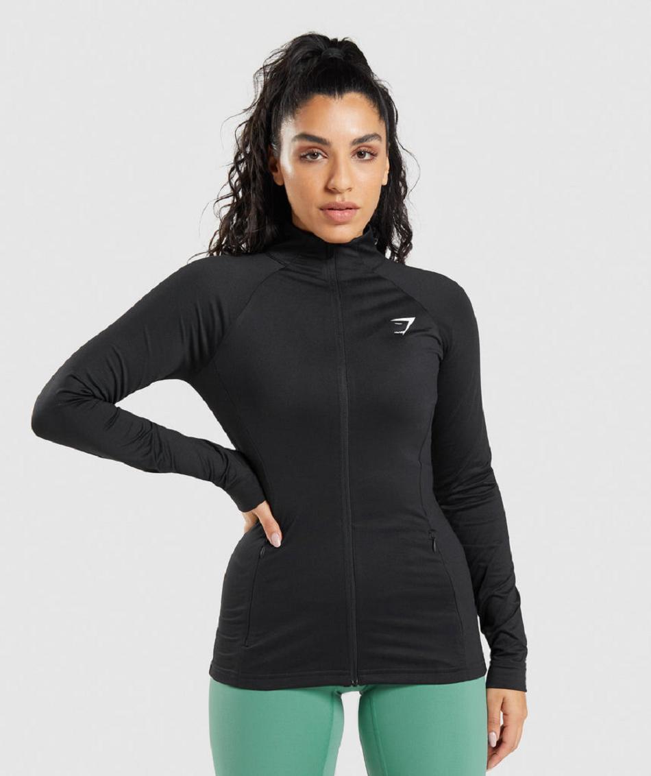 Kurtka Damskie Gymshark Treningowe Czarne | PL 2760UZG